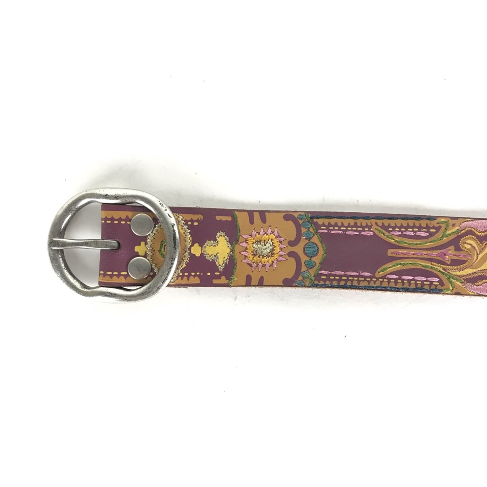 Lucky Brand floral embroidered leather belt Sz M - Picture 8 of 8